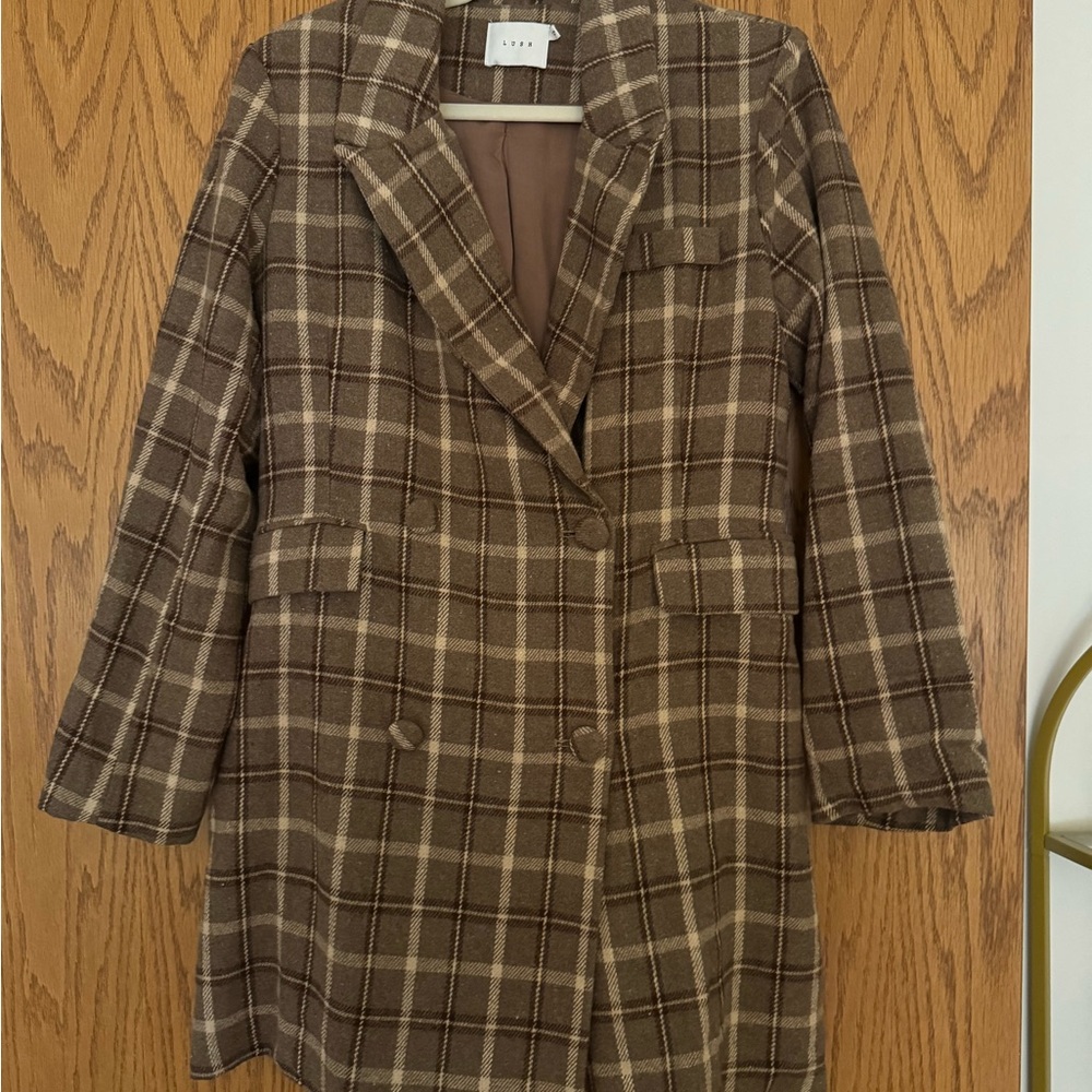LUSH - Plaid Brown Women's Coat Dress